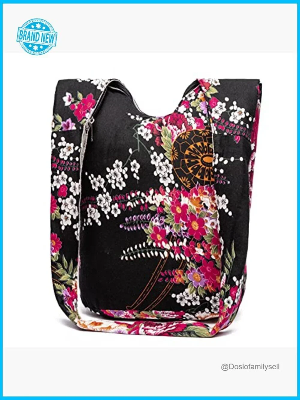 Canvas Hippie Crossbody Bag Boho Hobo Shoulder Bag Large Loose Style